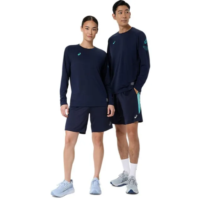 【asics 亞瑟士】長袖上衣 男 女 訓練 慢跑 藍 2033C187-400