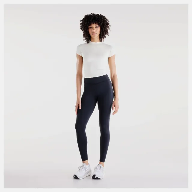 【NEW BALANCE】NB 短袖上衣 女 吸濕排汗 美規 米白 WT51126AGA