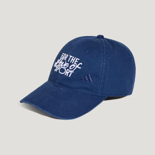 【adidas 愛迪達】帽子 運動帽 棒球帽 遮陽帽 三葉草 SLOGAN CAP 藍 KX6866(3877)