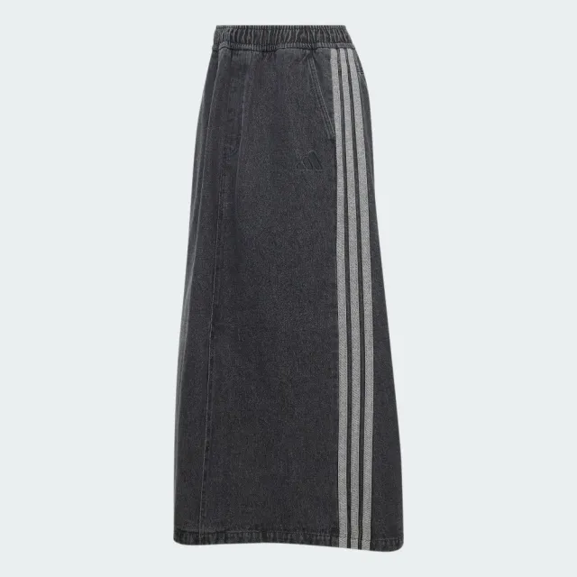 【adidas 愛迪達】長裙 女 運動裙 丹寧 亞規 ST DNM WSH SK 水洗黑 KV0623