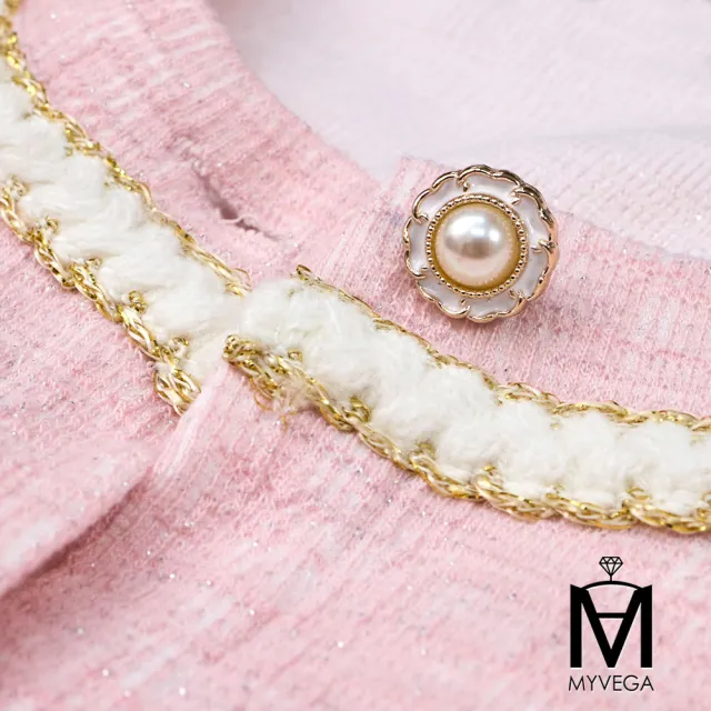 【MYVEGA 麥雪爾】MA假兩件式小香風金絲線長袖上衣-共三色(日系/女上衣/小香風)