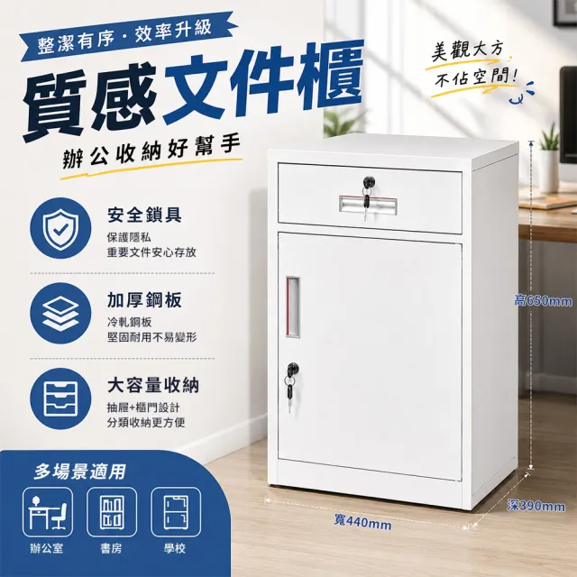 文件櫃 公文櫃 一門一抽收納櫃 上鎖抽屜櫃 辦公櫃 鐵櫃 系統櫃