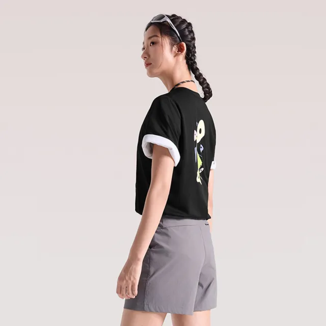 【The North Face】北面女款黑色FLASHDRY速乾圖案印花短袖T恤｜8G80JK3