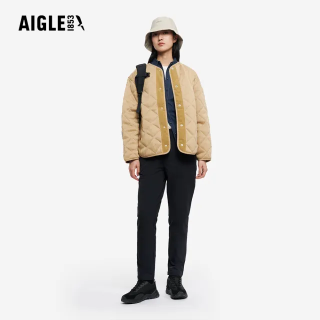 【AIGLE】女 刷毛保暖外套｜AG-5A228A150 卡其(女外套 保暖外套 刷毛外套 刷毛衣 鋪棉外套)