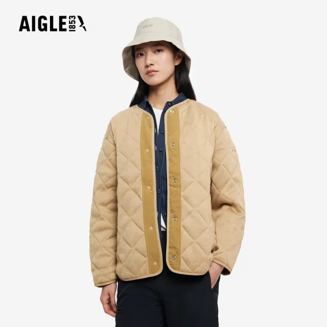 【AIGLE】女 刷毛保暖外套｜AG-5A228A150 卡其(女外套 保暖外套 刷毛外套 刷毛衣 鋪棉外套)