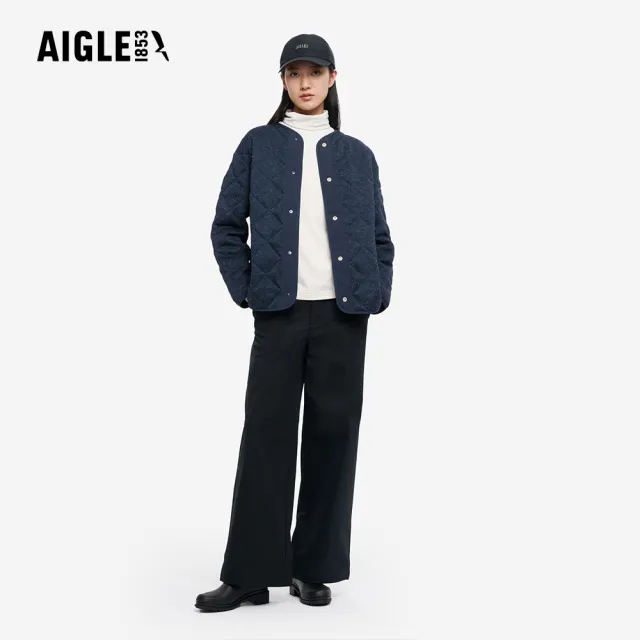 【AIGLE】女 刷毛保暖外套｜AG-5A228A057 深藍(女外套 保暖外套 刷毛外套 刷毛衣 鋪棉外套)
