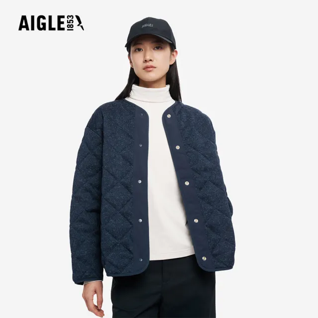 【AIGLE】女 刷毛保暖外套|AG-5A228A057 深藍(女外套 保暖外套 刷毛外套 刷毛衣 鋪棉外套)