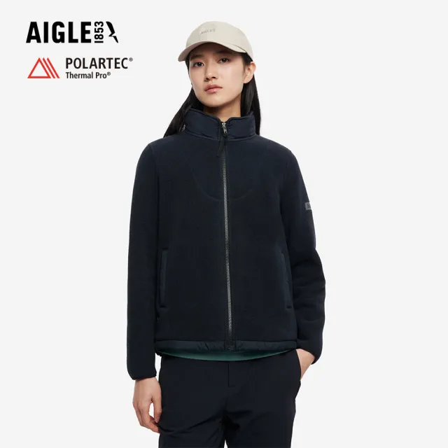 【AIGLE】女 POLARTEC 刷毛保暖外套｜AG-5A231A100 黑色(女外套 保暖外套 刷毛外套 刷毛衣)