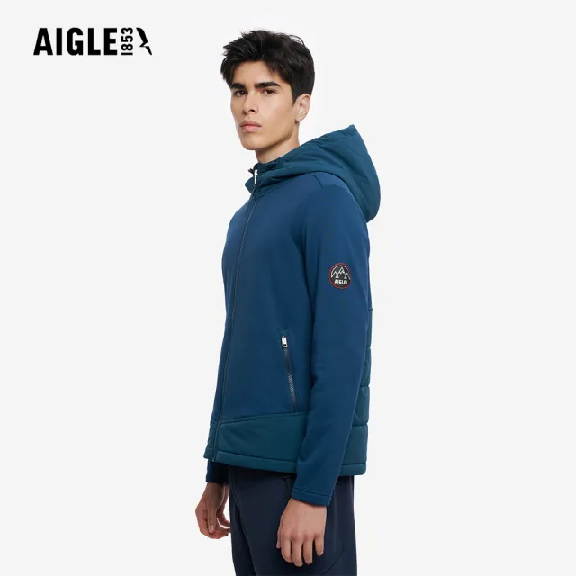 【AIGLE】男 POLARTEC 彈性刷毛外套｜AG-5A301A067 土耳其藍 (男外套 保暖外套 刷毛外套 滑雪 彈性外套)