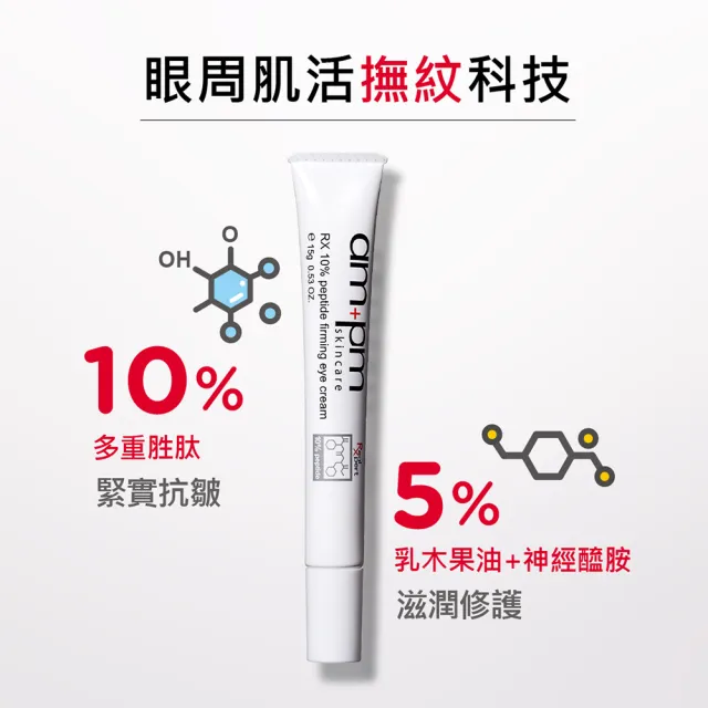 【ampm 牛爾】RX10倍胜肽抗皺眼霜15gx3入組(淡化細紋黯沉)