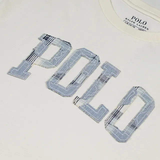 【RALPH LAUREN】復古拼布 Ralph Lauren 短T 純棉 Polo 青年版 大Logo 白色 短袖 T恤 男女皆可 @2016