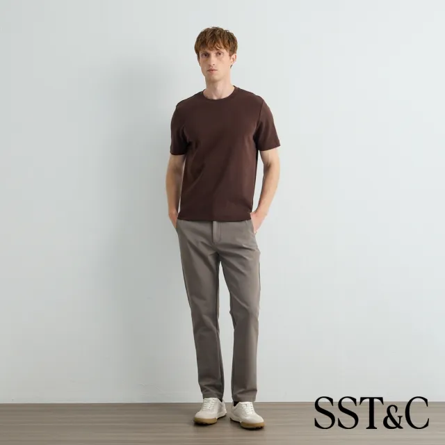 【SST&C】男裝_焦檀棕厚磅液氨棉刺繡短袖T恤81126919004(限時85折)