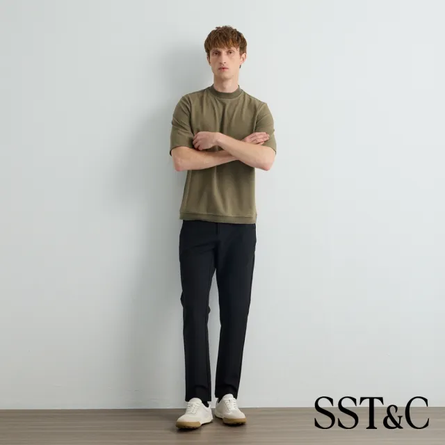 【SST&C】男裝_焦橄欖綠半高領五分袖紋理上衣81126919006(限時85折)