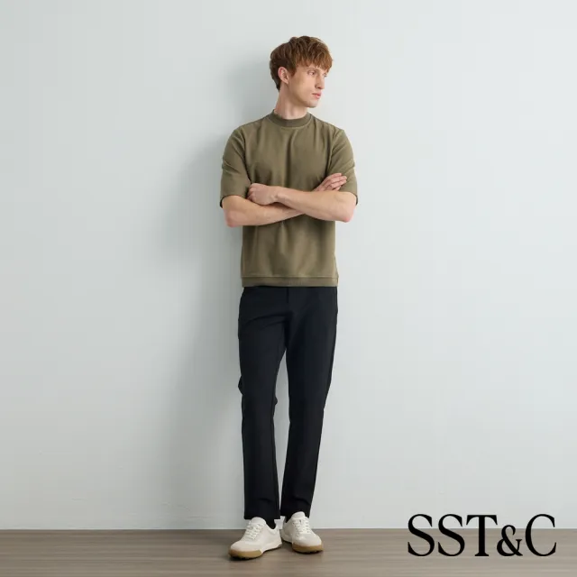【SST&C】男裝_焦橄欖綠半高領五分袖紋理上衣81126919006(限時85折)
