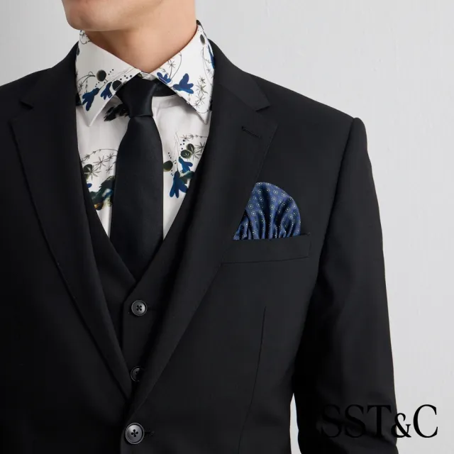 【SST&C】男款_黑色素面窄版真絲領帶81126926001(限時85折)