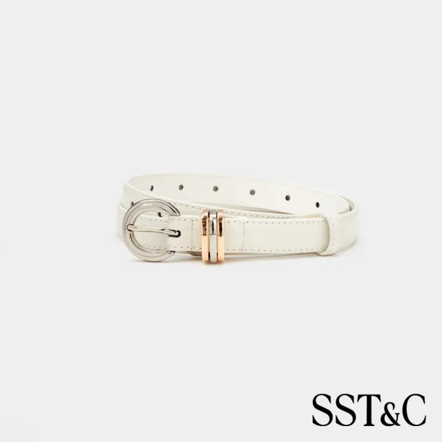 【SST&C】女款_白色金銀雙色釦頭真皮皮帶82126923001(限時85折)