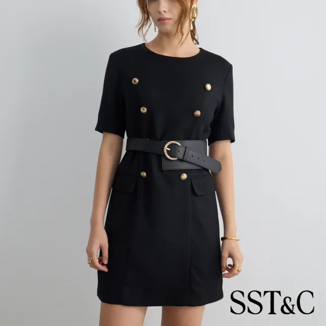 【SST&C】女款_黑色不對稱造型真皮腰封皮帶82126923011(限時85折)