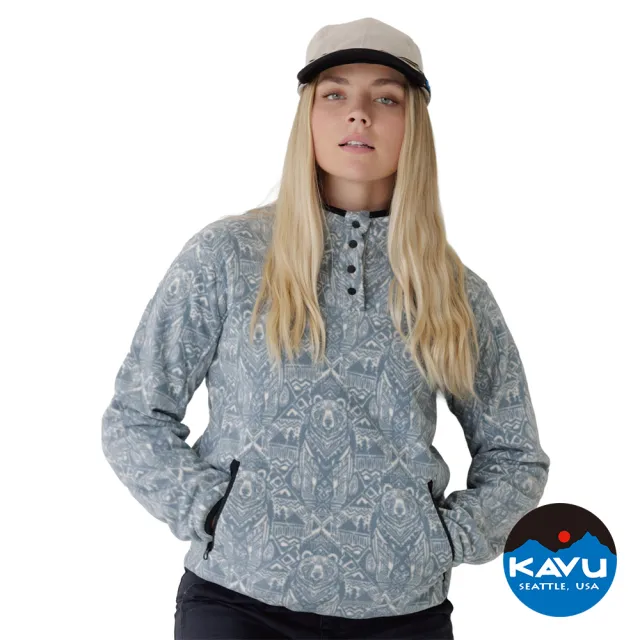 【KAVU】Cavanaugh 時尚滿版刷毛立領上衣 女款 天靈熊 #2053