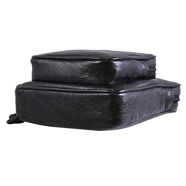 【Balenciaga 巴黎世家】簡約LOGO小羊皮三用單肩包後背包胸口包(黑)