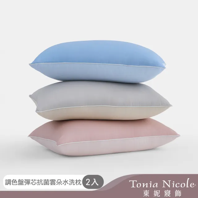 【Tonia Nicole 東妮寢飾】調色盤彈芯抗菌雲朵水洗枕／防蹣抗菌水洗枕2入組(多款任選)
