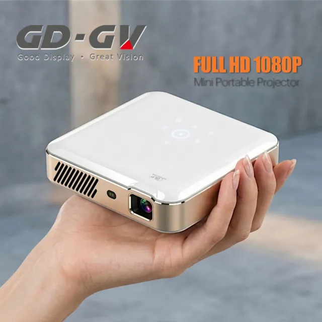 【GD · GV】GV580-L無線微型超薄1080P行動智慧投影機-晶漾白(DLP晶片/AI對焦校正/10500mAh大電池)