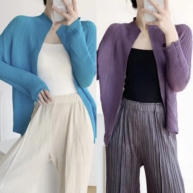 【巴黎精品】現貨+預購 三宅風皺褶衣服外套高級摺衣罩衫襯衫顯瘦大尺碼女裝(寬鬆防曬女外套多款3款b1a77 C)