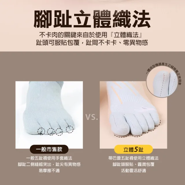 【蒂巴蕾】3雙組-消臭乾爽立體五趾襪-曬太陽小貓(除臭襪/消臭五指襪/除臭五指襪)