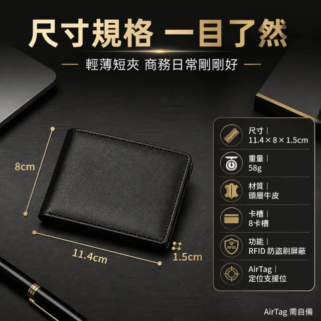 真皮防丟防盜刷錢包 -AIRTAG需自備 定位錢夾 RFID防盜刷