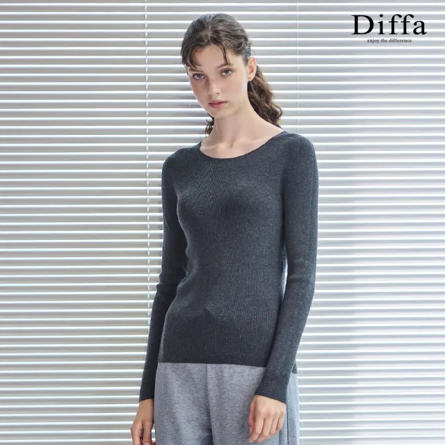【Diffa】圓領無縫線衫-女