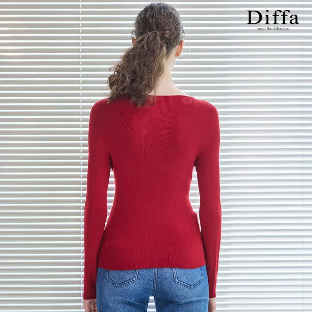【Diffa】圓領無縫線衫-女