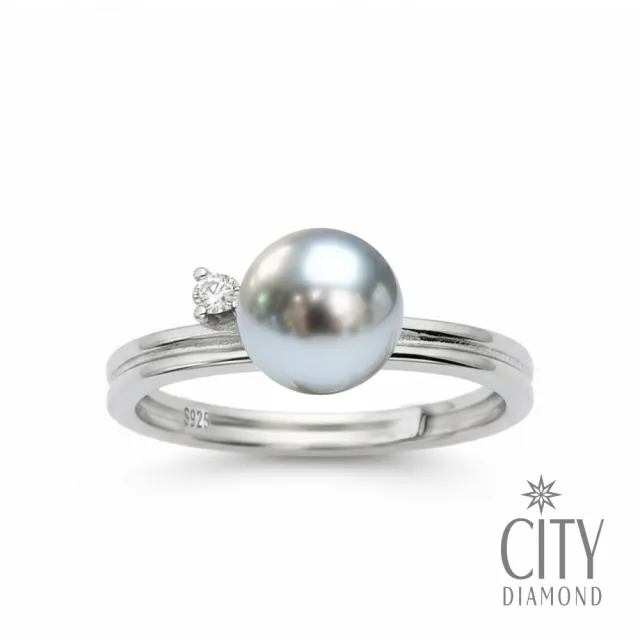 【City Diamond 引雅】網路獨家 純銀 日本 AKOYA 真多麻色珍珠7.5-8mm 可調式戒指(東京Yuki系列)