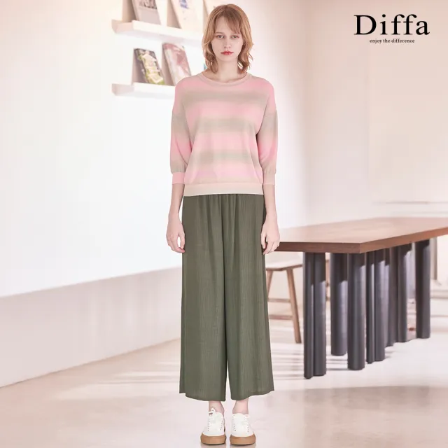 【Diffa】楊柳鬆緊腰長寬褲-女