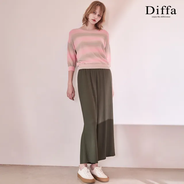 【Diffa】落肩緞染條七分袖線衫-女