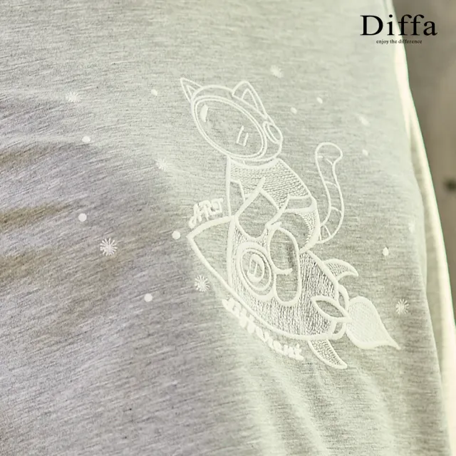 【Diffa】電繡太空貓咪圖騰針織衫-女