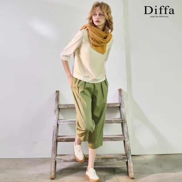【Diffa】異素材拼接速乾抗UV針織衫-女