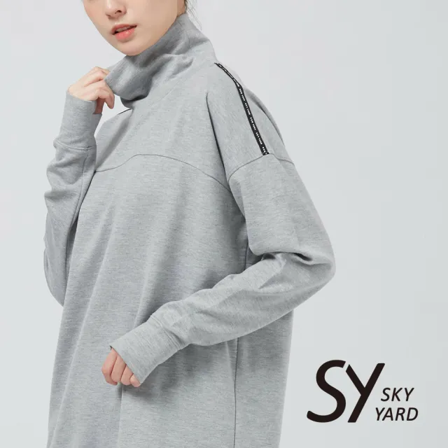【SKY YARD】網路獨賣款-立領織帶長袖衛衣-灰色
