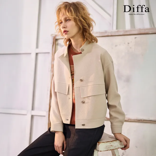 【Diffa】A字印圖電繡針織衫-女