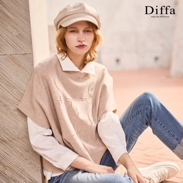 【Diffa】葉子緹花外罩毛衣-女