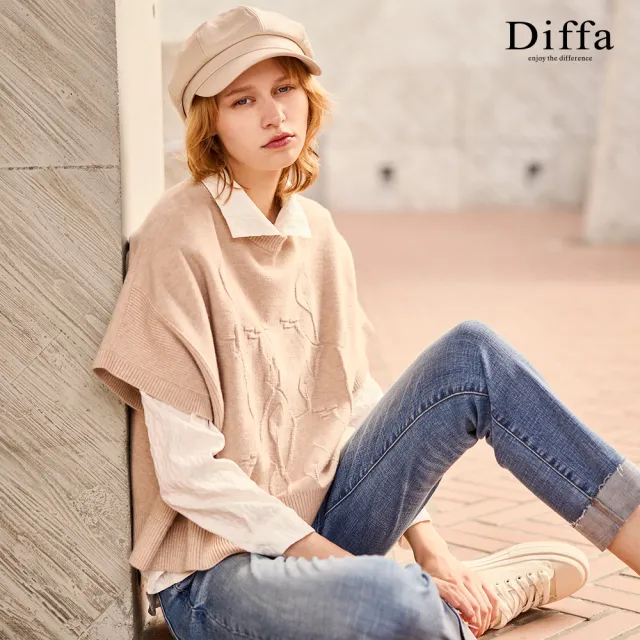 【Diffa】葉子緹花外罩毛衣-女