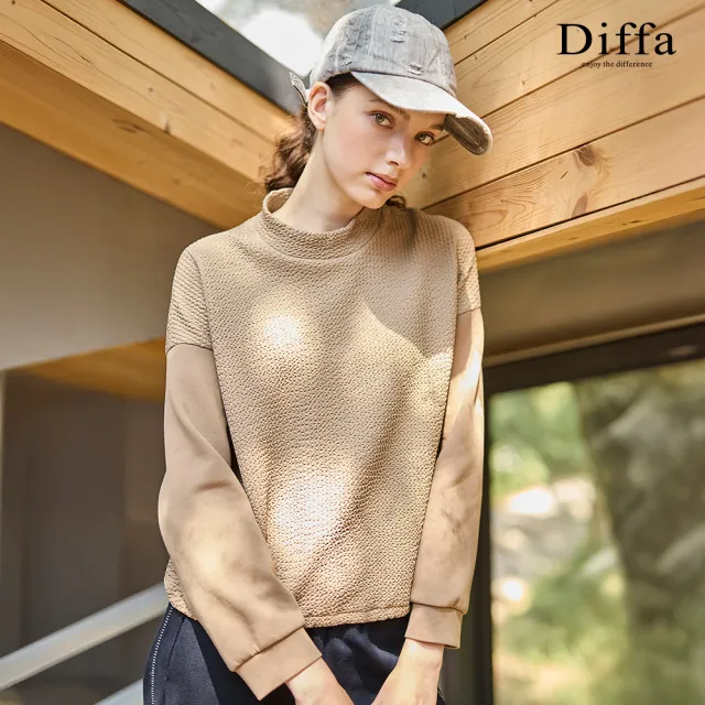 【Diffa】異素材拼接抗UV速乾針織衫-女