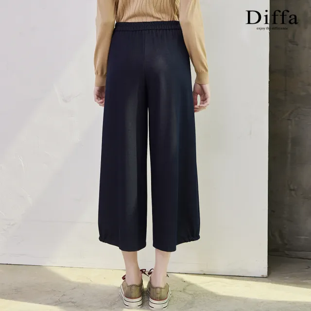 【Diffa】鬆緊腰貼袋設計長寬褲-女