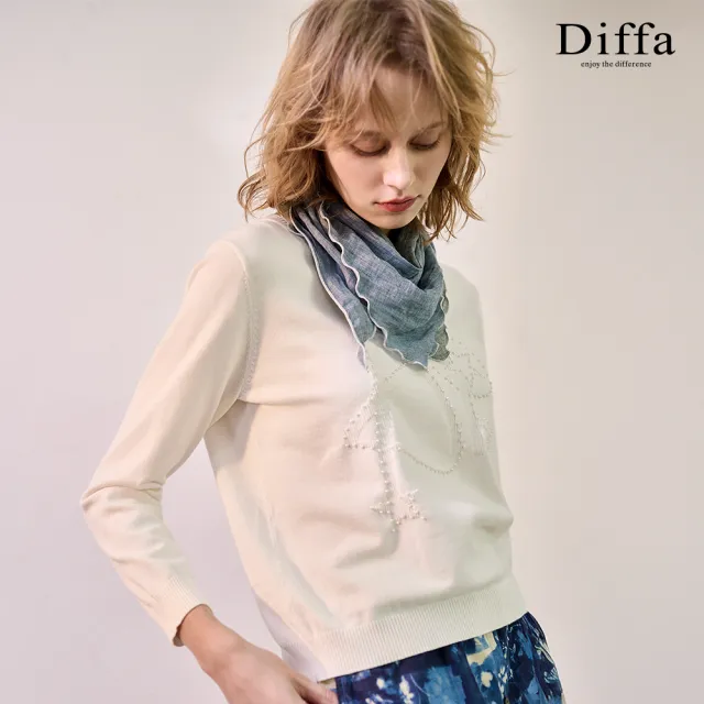 【Diffa】ART緹花縫珠繡線衫-女