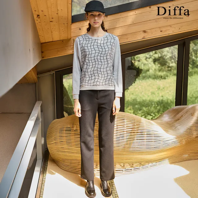 【Diffa】黑色直筒長褲-女