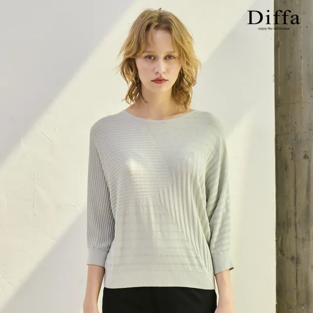 【Diffa】立體織紋連袖線衫-女