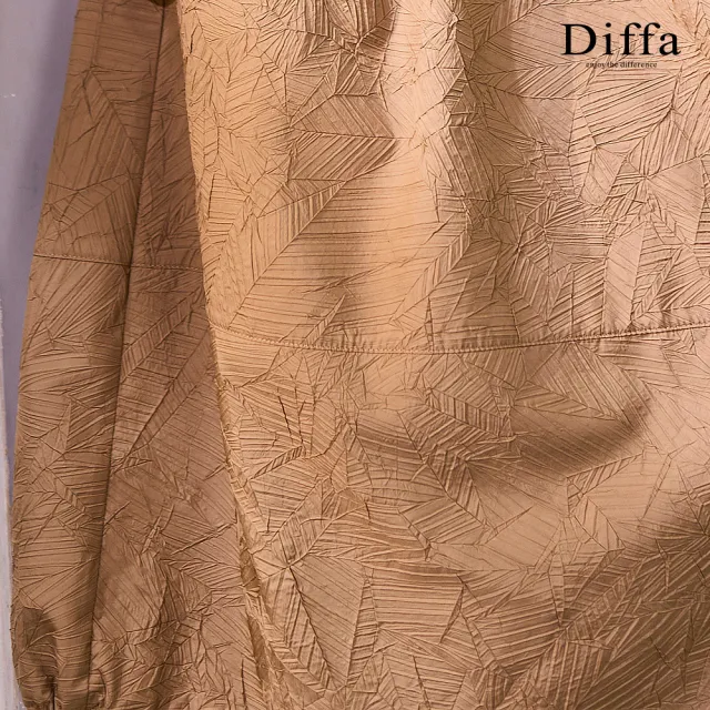 【Diffa】葉脈壓紋鬆緊腰長寬裙-女