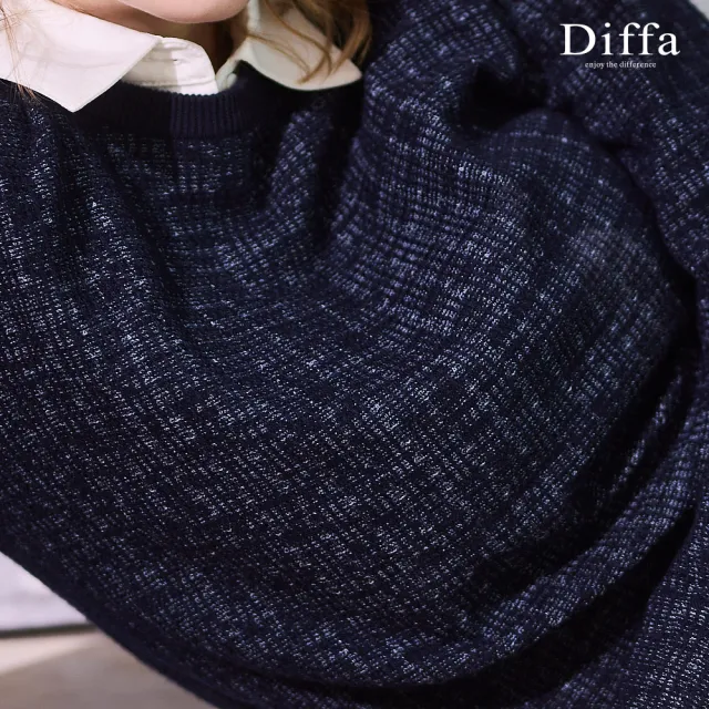 【Diffa】華夫格雙色織紋毛衣-女