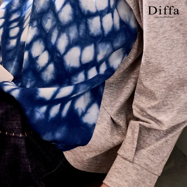 【Diffa】藍染異素材拼接落肩針織衫-女