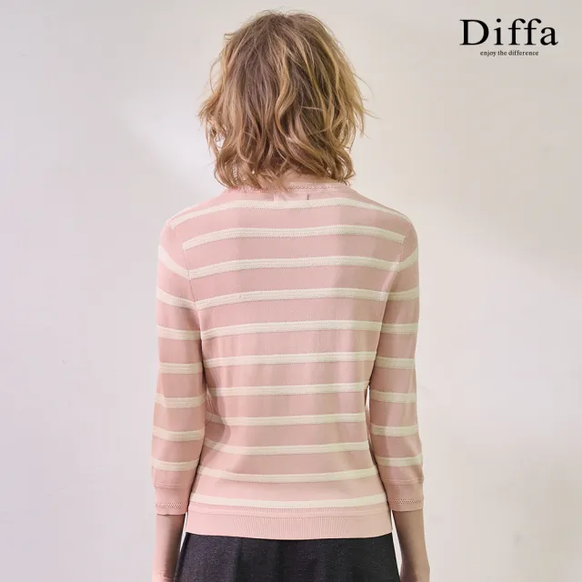 【Diffa】撞色條織紋手縫蝴蝶線衫-女
