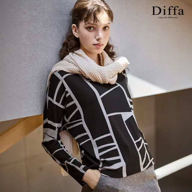 【Diffa】簡約織條落肩針織衫-女