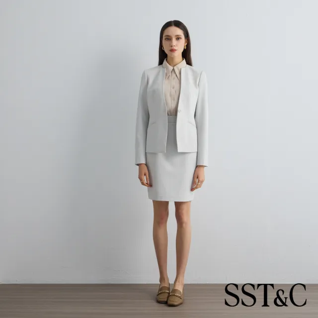 【SST&C】女裝_冰川灰無領修身版西裝外套 (可機洗)82126901013(限時85折)
